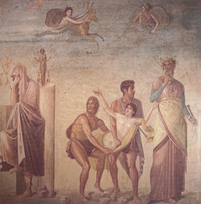 The Sacrifice of Iphigenia,Roman,1st century AD Wall painting from pompeii(House of the Tragic Poet) (mk23), Alma-Tadema, Sir Lawrence